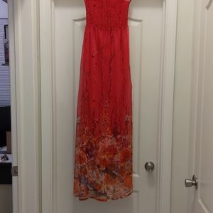 Pink floral long dress